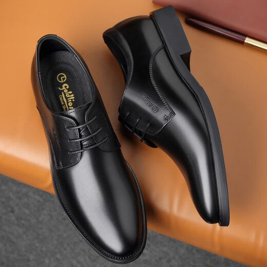Goldlion Men's Shoes 2025 New Business Formal Lace-Up Leather Shoes Men's Genuine Leather Soft Sole Casual Men's Wedding Shoes 38 European Size (one size larger) It is recommended to order one size smaller