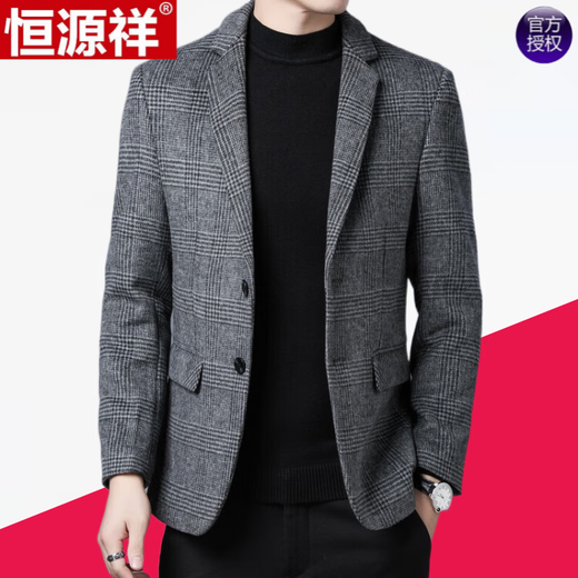 Hengyuanxiang high-end wool suit men's spring and autumn new middle-aged men's suit jacket autumn and winter wool thickened daddy single 3818 brown regular M 170