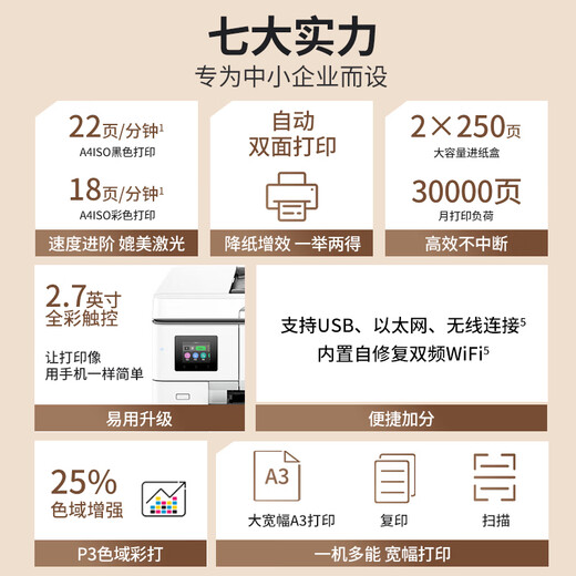 惠普（HP）OJ Pro 9720 A3/A4宽幅面彩色喷墨打印机 自动双面打印 打印复印扫描无线三合一 办公家用都适合 