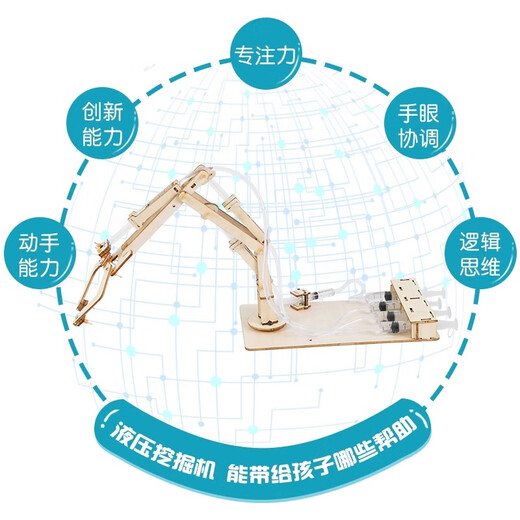 迪普尔 科学实验套装木质液压机械臂科技小制作小学生儿童手工拼装玩具