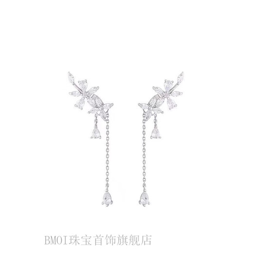 BMOI Old Phoenix 999 pure silver elf ear bone clip without pierced ears super fairy style tassel earrings temperament Gorgeous Dreamland ear clips pair