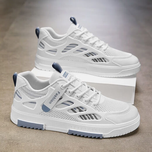 Guiqi Spring 2025 Men's Shoes Breathable Canvas Shoes Men's Trendy and Versatile White Shoes Thick Sole Sports and Leisure Flat Shoes Trendy Shoes Beige 43