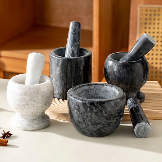 Onlycook natural marble garlic pounder household old-fashioned stone mortar pounder grinder manual garlic pressing and garlic paste-white