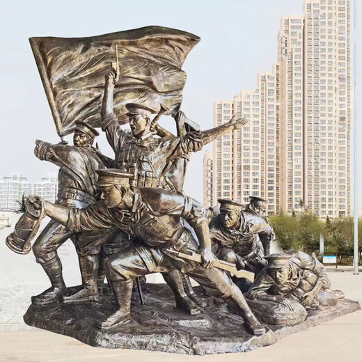Nanchang Uprising Red Army Sculpture Customized Jinggangshan Reunion Figure Statue Eighth Route Army Double Support Liberation Outdoor Ornament Sculpture Customized