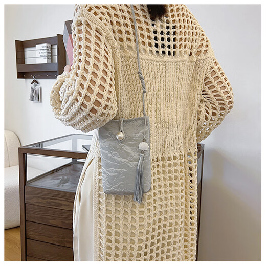 Tianyi niche mini bag women's mobile phone bag 2024 new fashion summer versatile fashion crossbody shoulder new Chinese style mobile phone crossbody bag silver