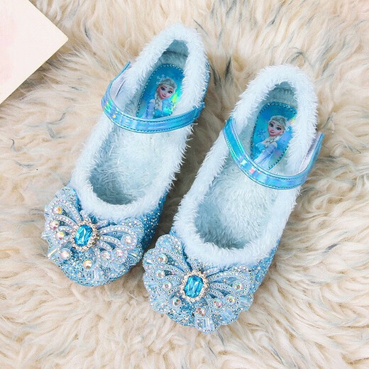 BeiRanMay Princess Elsa Shoes Summer Girls 2025 Children's Crystal Shoes Princess Elsa Shoes Little Girls Birthday High Heels Purple Rhinestone Velvet 28/Shoe Inner Length 18cm