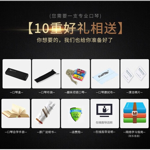 国光上海口琴24/28孔C调复音重音成人专业演奏级儿童老人送礼初学推荐 24孔 高端黄梨色礼盒黑色复音C调