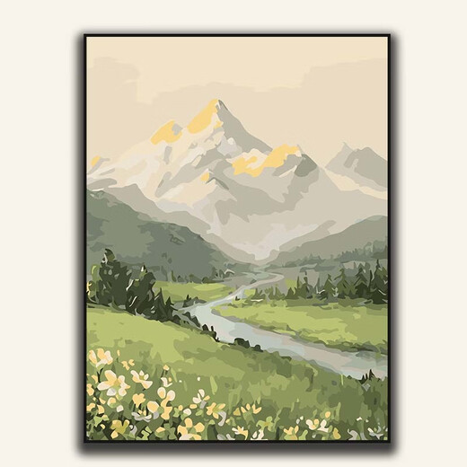Chinese style landscape digital oil painting DIY coloring sunset sunset scenery living room and dining room handmade decoration painting YF-829 high mountain towering 30*40cm pen + pigment + inner frame