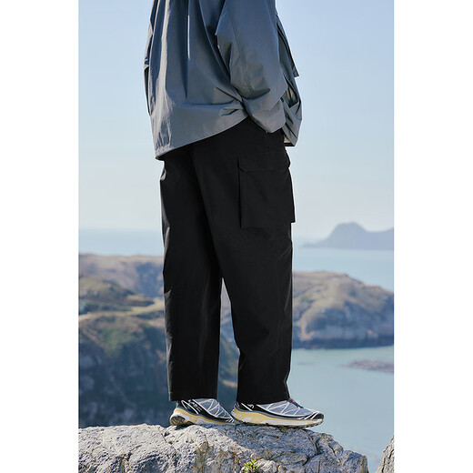 Peacebird Men's Clothing [JD Exclusive] Casual Pants Working Pants Sports Texture Long Pants Black (Loose) L