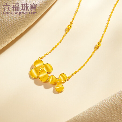 Liufu Jewelry Light and Shadow Gold Gold Gold Gold Gold Flores y collar de oro Brocade Cabila a precios 0113333UA 6.71 gramos (incluido el costo de mano de obra 1,047 yuan)