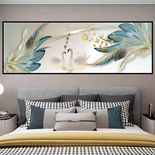 Dincmei Dingchuangmei bedroom bedside decoration painting stickers self-adhesive living room room master bedroom hotel guest house background wall mural stickers 01. Meditation width 180cm-height 60cm (recommended 1.8m bed) with adhesive on the back (high-definition waterproof, peel and stick)