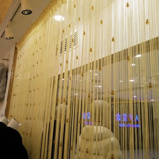 BPE door curtain partition Fengshui curtain entrance door gourd line curtain bead curtain crystal bead line curtain hanging curtain decorative curtain champagne color width 1 meter * 2 meters high Single layer encryption