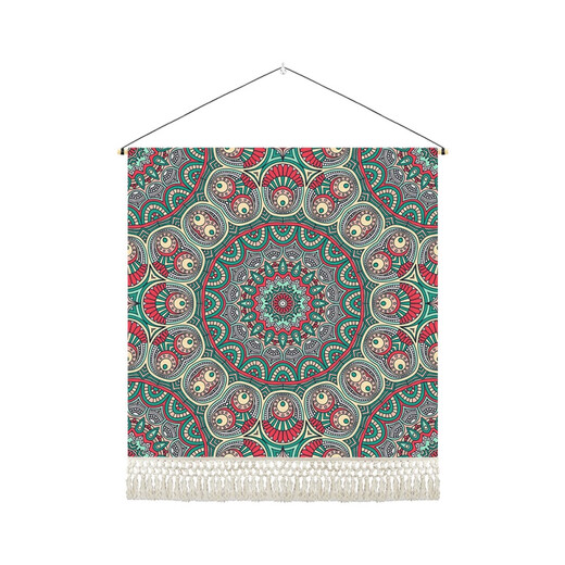 Geshang Nordic Retro Ethnic Style Bedside Tapestry Bohemian Inn Large Size Hanging Entrance Tapestry B&B Decoration G200-Mandala D-02 Width 80cm-Height 80cm Comes with Installation Package