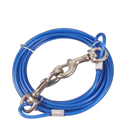 Tian Miaomiao dog tying wire rope thickened anti-biting traction rope medium and large dog metal p chain gold furbian collie explosion-proof dog walking chain dog tying wire rope blue 3 meters thickened and not easy to break
