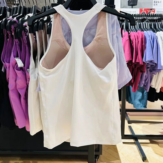 Nike vest women's summer new fashion hook fitness yoga training sportswear breathable casual sleeveless T-shirt DV9898-100 comes with chest pads without displacement XL