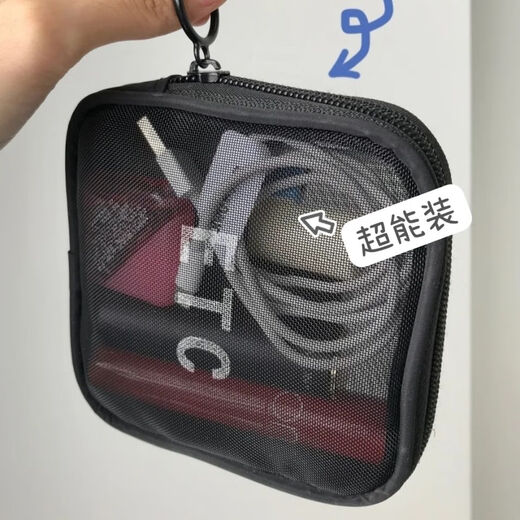 Portable makeup bag for women's new mesh travel lipstick cosmetic box brush makeup bag small mini wash storage bag gray