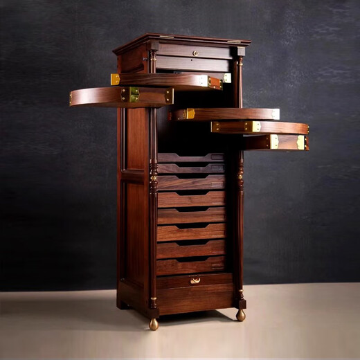 Bear House BEARSHOUSE Black Walnut Dental Cabinet 5o Adult Eastlake Dental Cabinet Tea Set Stationery Jewelry Storage Cabinet Storage Rack Dimensional Enlightenment (Ready Stock Quick Delivery)