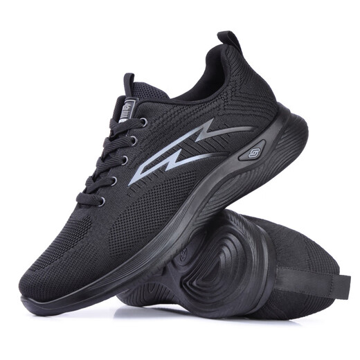 Mengxi Spring and Autumn Middle-aged and Elderly Casual Sports Shoes Men's Mesh Black Work Board Shoes Men's Shoes Summer Breathable Cloth Shoes Men's Single Shoes A15-6621 Black 43