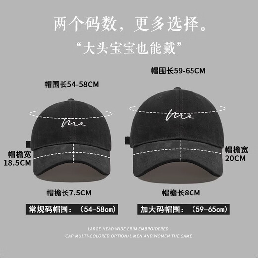 
Sumubai big head hat men's spring and summer soft top baseball hat men's trendy baseball hat men's new style 2025 boys gray + KZ-683 black mask L large size (60-65cm)