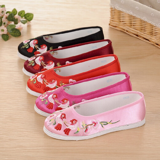 Starmarry Old Peking handgefertigte Stoffschuhe Ethnischer Stil gestickter Schuhe, Tausende von Schichten, Frauenschuhen, Innenschuhen, Gesundheitsschuhen, Mandarin -Entenstil, dunkelviolett, Lotus 218, Größe 37/23,5 cm