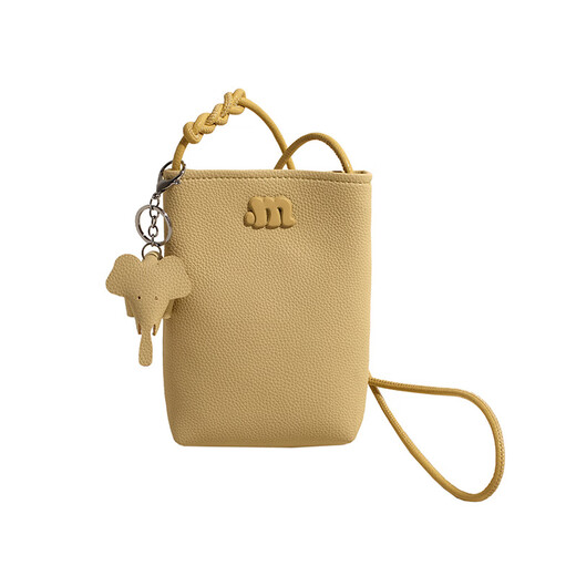 Qiaoyi weiches Leder süße kleine Elefant-Tasche Frauen neue One-Shoulder Crossbody Mobiltelefontasche High-End Nischen-Mode-Mobilfunk-Mobiltelefon-Tasche gelb-inklusive kleine Elefantenanhänger