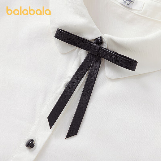 Balabala shopping mall same style children's long-sleeved shirt girls 2025 spring big children college style white shirt original white 10101 170 cm