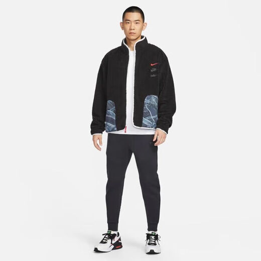 耐克（NIKE）官网官方男装 2025春季新款运动服仿羊羔绒立领休闲保暖夹克外套 FZ6194-010 L 175（建议130-150斤）