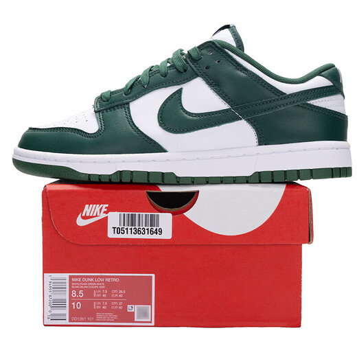 耐克（Nike）官方男鞋 Dunk 春季新款牛皮革运动鞋防滑耐磨低帮休闲鞋板鞋 DD1391-101-白绿 42.5