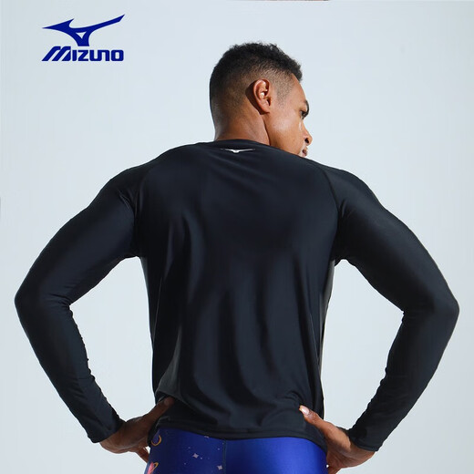 美津浓（MIZUNO） 泳裤男泳衣套装高弹舒适及膝长裤度假温泉速干游泳装备 基础五分套装黑(1105+1124) M
