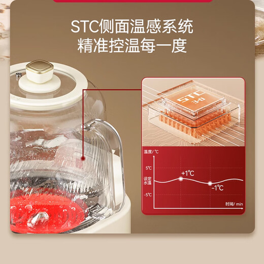 World KitchenCorning health pot, all-glass constant temperature kettle, teapot, teapot 1.2L large capacity, office thermos pot, household flower teapot, kettle, electric kettle, self-use gift, top version, tea drain + stew pot 1.2L