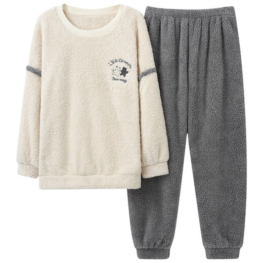 Moszhen autumn and winter coral velvet couple pajamas men's cartoon thickened velvet can be worn outside young women's round neck home clothes YSD663 female XL size (recommended 120-135Jin Jin is equal to 0.5 kg)