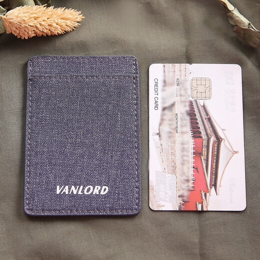 Vanlord men's card holder ultra-thin simple compact card holder mini handmade Korean denim card holder blue