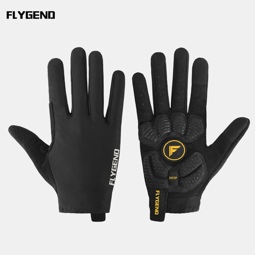 FLYGEND Cycling Gloves Half Finger Summer Men's and Women's Road Bike Mountain Bike Short Finger Cycling Shock Absorbing Non-Slip Gloves Black Palm Long Finger M