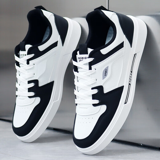 Playboy 2025 autumn new shoes for men's white shoes Korean style shoes versatile anti-odor casual men's shoes sports breathable board shoes Songke-9905 white and black 40