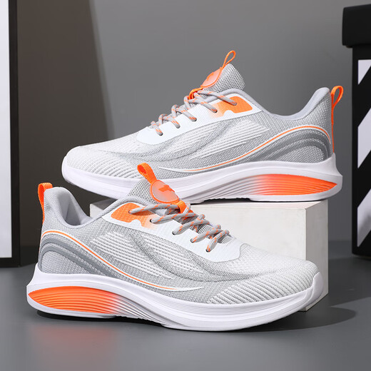 Sieben Wölfe von Sportschuhen für die Aufnahmeuntersuchung der Mittelschule für Männer und Frauen Sommersportschuhe für die Laufschuhe der körperlichen Untersuchung Running Schuhe Leichte Atmungsschuhe 6636 Weiß grau Orange 35