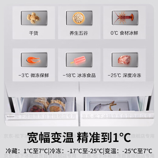 Panasonic Dabai PRO460L French-style multi-door refrigerator ultra-thin zero-embedded dual-system refrigerator air-cooled frost-free first-class energy efficiency NR-EW46BXB-W national subsidy