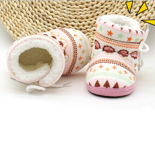 Recalling the baby shoes autumn and winter high-top newborns soft bottom cotton shoes 0-6-12 months of men's and women's treasure shoes cotton boots ethnic blue (style color random distribution) 11 cm inner length (about 11cm average)