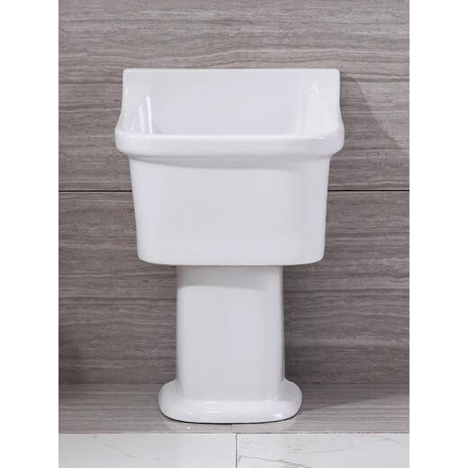 Balcony ceramic mop pool household high-leg split floor-standing mop pool basin large bathroom mop pool 58 cm Taiwan controlled drain 20 cm pillar