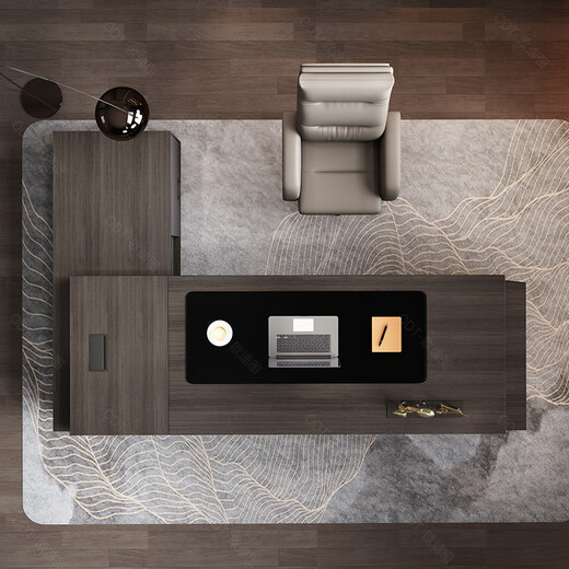 OUDITU President Boss Desk Simple Modern Chairman Leadership Executive Desk Office Supervisor Manager Desk and Chair Combination Dark Shadow-Iron Gray 2.4 Meter Boss Desk Luxurious Double Side Cabinet