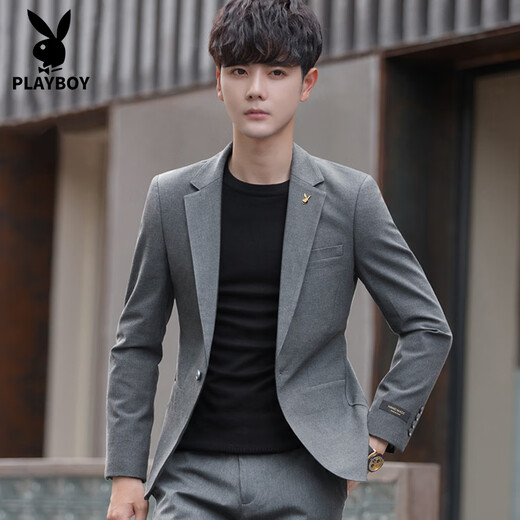 Playboy Suit Men's Casual Suit Formal Groomsman Suit Small Suit Jacket Men Black Single Suit XL 175 Recommended 115-130 Jin Jin equals 0.5 kg