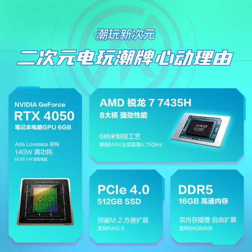 Asus Tianxuan 4 Ryzen version high-performance e-sports gaming laptop RTX40 series graphics card laptop R7-7435H丨RTX4050丨144 high brush丨gray 16G memory 1TB solid-state customization