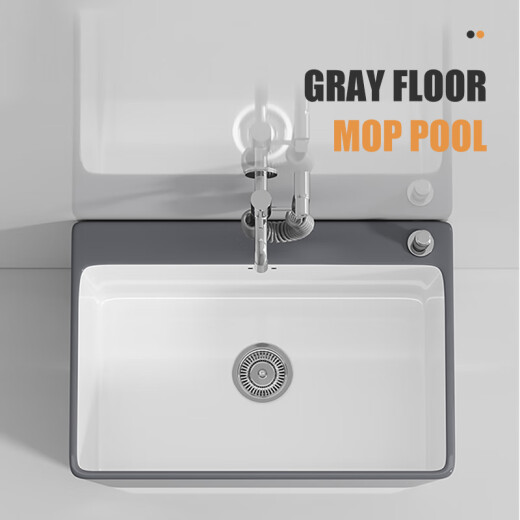 Dafensa Mopp Pool Haushaltsboden-Stand großer Balkon Keramik Mop Pool Badezimmer Platz Außenwaschmaschinen-Pool Grauweiß 1049+ ohne Wasserhahn