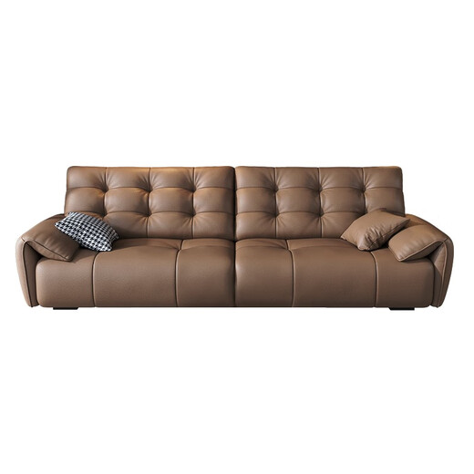 Filena sofa Italian minimalist leather sofa living room size household multi-person straight-row sofa Y739 double handrail single seat 1.2 meters [bottom perspective network + full-head layer cowhide]