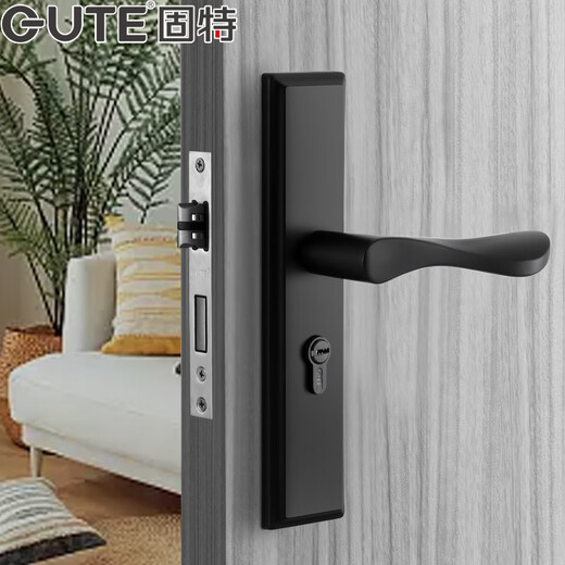 Huili custom bedroom door lock indoor room door lock household universal wooden door handle handle no modification hole stainless steel lock 5023-025 steel color no lock body 35-45MM universal type with key