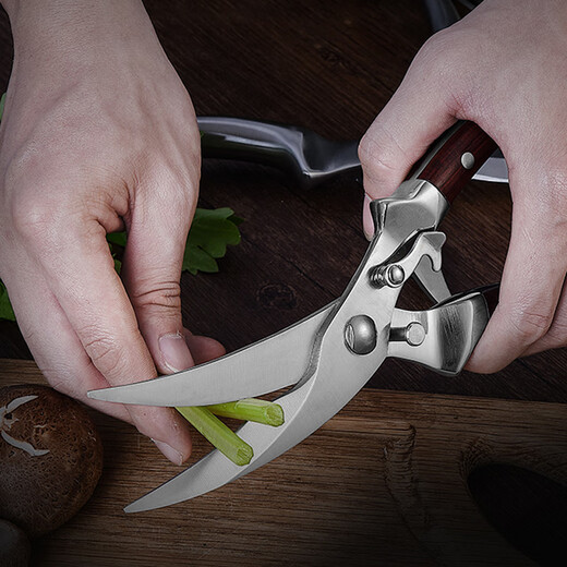 LAIMUJING Küchenschere, Haushalts-Hühnerknochenschere, Edelstahl-Lebensmittelschere, leistungsstarke Nahrungsergänzungsschere, Knochenschere, Küchenutensilien, Rosenholzgriff-Upgrade