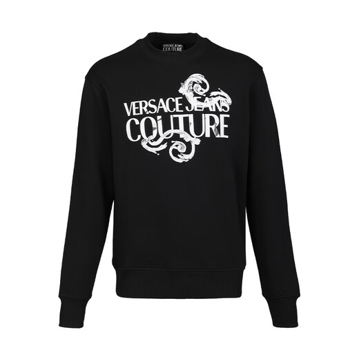 VERSACE JEANS COUTURE奢侈品男装男士圆领字母印花卫衣长袖T恤12127礼物 黑色 M