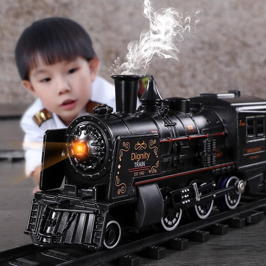 Toys Toys Train Track Track STEAM UPUB PUSIBLE RETRO RETRO Retro Track Car Model Birthday Gift Gift Version Classical Track Track Train - Équipé de 3 voitures