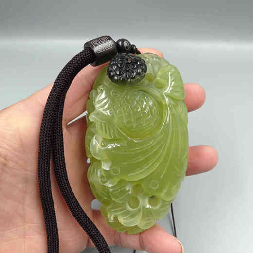 初啸天然玉石岫玉手把件精品岫玉手把原石精雕裸石把玩件原石手把石 683号富贵有余
