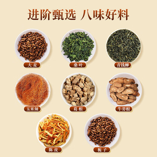 北京同仁堂青钱柳玉米须桑叶茶陈皮葛根牛蒡大麦养生茶包降高可搭血糖血压脂 1盒30袋