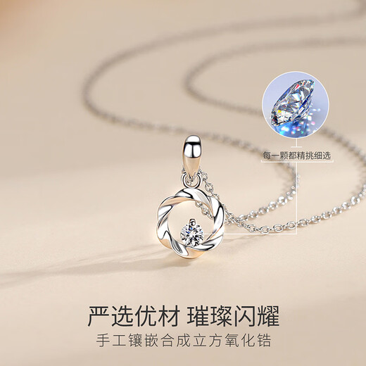 Fakou PT950 platinum necklace for women, high-end clavicle chain pendant, Christmas, Valentine's Day, birthday gift for girlfriend and wife, platinum chain + silver pendant